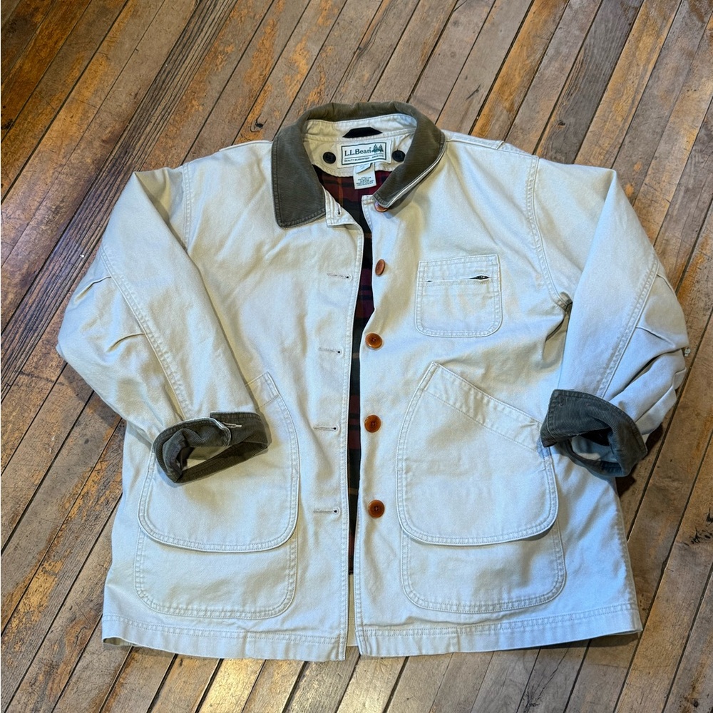 L.L. Bean Field Barn Coat Jacket with Plaid Primaloft Removeable Lining